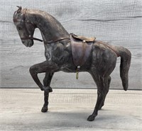 VINTAGE LEATHER WRAPPED HORSE FIGURINE