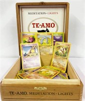 Mixed Lot of Pokemon Cards In a Te-Amo Cigar Box