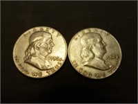 2pc US Franklin Half Dollars - 1958 & 1962