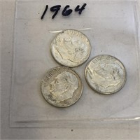 SILVER Roosevelt Dime LOT 1964