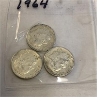 SILVER Roosevelt Dime LOT 1964