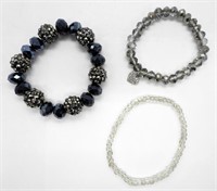3 Dark Beaded Bracelets
