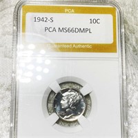 1942-S Mercury Silver Dime PCA - MS 66 DMPL