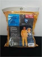 New 2XL 3 piece yellow PVC poly rain suit