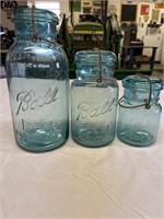 Set or 3 Ball Ideal jars dated 1908.