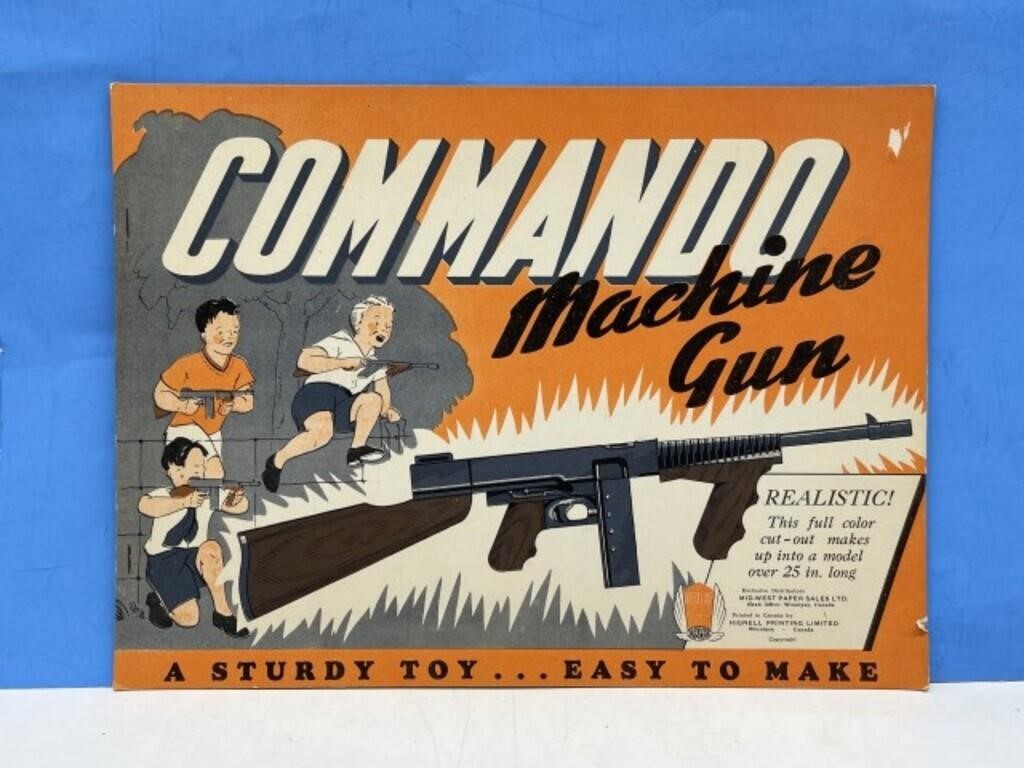 Vintage Paper Cut-Out Commando Machine Gun