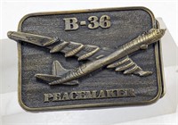 1983 B-36 Peacemaker Plane Brass Belt Buckle