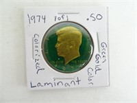 1974 Laminate Green Half Dollar