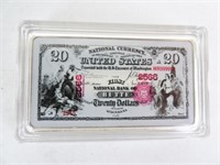 1oz Silver Plated Bar - 20 Dollar Red Seal Design