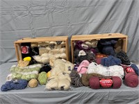 2 Wooden Crate Full of Yarn