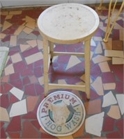 Small White Metal Stool With Seat Cover