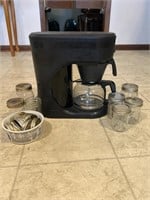 Mason jars and Bunn Coffee Pot