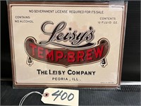 Leisy's Temp Brew Metal Sign 12 x 9