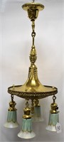 Ornate brass fixture, 4 Quezel feather