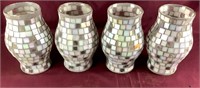Four Handcrafted Stained Glass Candle Shades