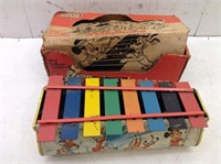 Vtg Boxed Tin Litho Walt Disney Xylophone