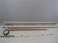 (4) Vintage Fly Rods with (1) Attached Reel –