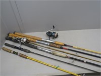 (6) Assorted Rods with (2) Attached Spinning