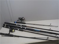 (5) Modern Spinning Rods with (2) Attached Reels