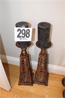 Pair of 18" Tall Metal Candle Holders with