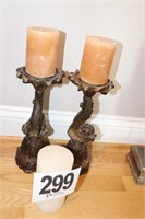 Pair of 12" Tall Candle Holders with Candles