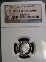2003 S SILVER GRADED PF 70 ROOSEVELT DIME