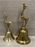 (2) Brass Giraffe Bells