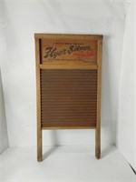 Antique Wood & Metal Flyer Silver Washboard U15F