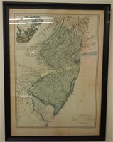 Antique Framed Map Of New Jersey