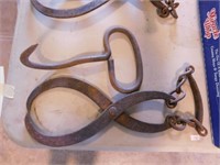 Antique steel ice tongs - Iron hay hook