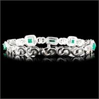 3.00ct Emerald & 1.73ctw Diam Bracelet 14K Gold
