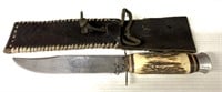 Hunting Knife & Sheath, Bone Handle, 6” Blade