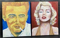 (A) James Dean and Marilyn Monroe 16x20 paintings
