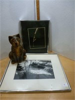 Artwork - Largest 20.5" x 17" / Wooden Cat 12"H