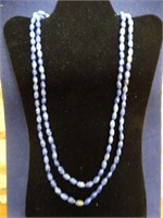 60" Blue Beaded Necklace
