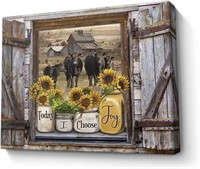 Sunflower Mason Jars on Rustic Window Wall Art