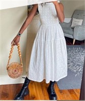 Zara Sz S White Eyelet Tie Back Dress