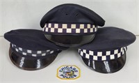 (AZ) 3 Police Hats and Chicago Police Patch