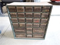27 Drawer Metal Cabinet with Misc Contents