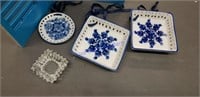 Blue and white vintage collectors