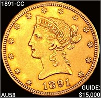 1891-CC $10 Gold Eagle CHOICE AU