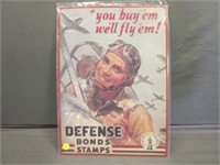 Defense Bonds Stamps Metal Sign