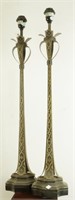 PAIR OF PAINTED TOLE CANDLESTICK LAMPS