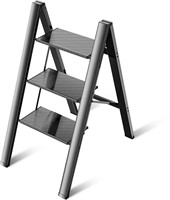 3-Step Aluminum Ladder  Anti-Slip  Black