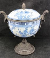 Maitland Smith porcelain and bronze urn 12"x 13"