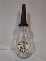 Original Quart Oil Bottle w White Rose Decal