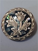 Marked 925 Mexico Mother of Pearl Brooch- 5.1g