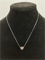 18" necklace w/heart shape "Mom" .925