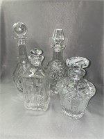 (4) Crystal Decanter Bottles