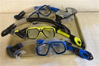 4) New Adult Deep Blue Snorkel Sets